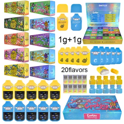 Cookies Lemonade Dual Chamber 1+1ml Disposable Vape Pen Empty Packaging Thick Oil Carts