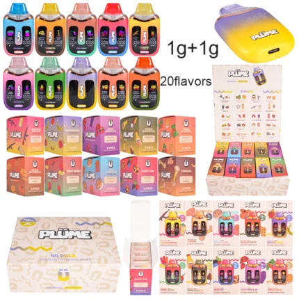 Plume Dual Flavors 2G Disposable Vape 1+1ML Empty Atomizer Thick Oil Carts
